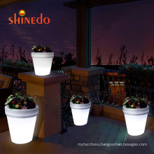 outdoor decorating solar powered illuminated led light up large plant pots flower pot  light